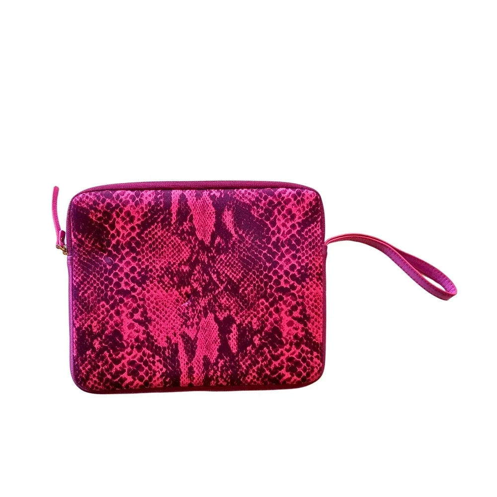 Juicy Couture Pink Python Snakeskin Neoprene Ipad /Tablet Wristlet Case 10” x 8”